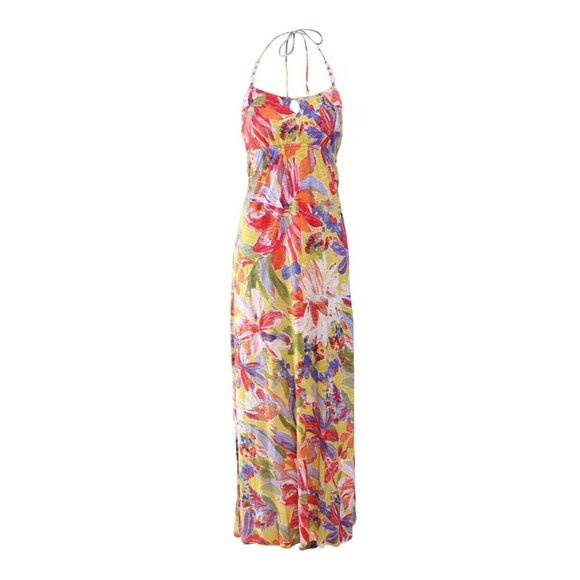 Tommy Bahama Women's Noli Blooms Halter Dress Lime Twist Size Medium Tropical - Picture 1 of 10